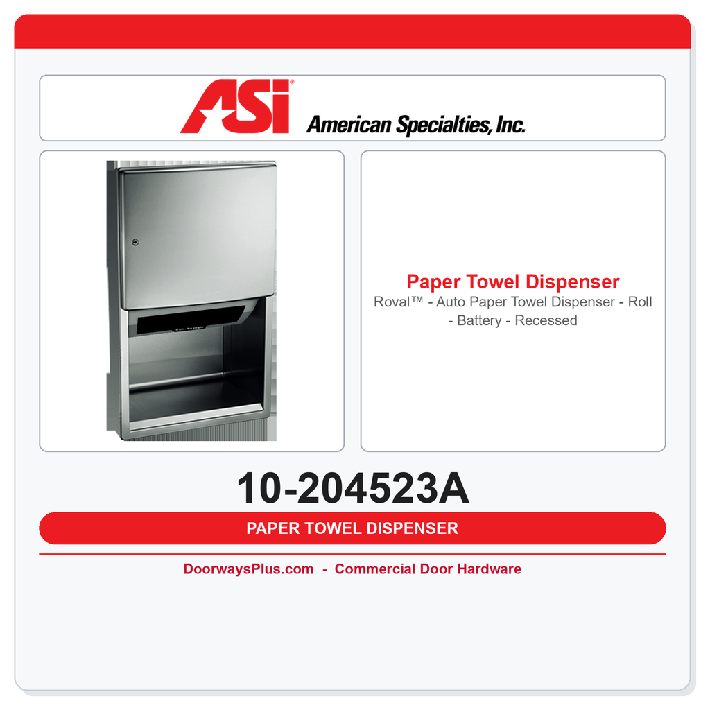 ASI 10-204523A Roval™ - Auto Paper Towel Dispenser - Roll - Battery - Recessed