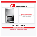 ASI 10-204523A-6 Roval™ - Auto Paper Towel Dispenser - Roll - Battery - Semi-Recessed