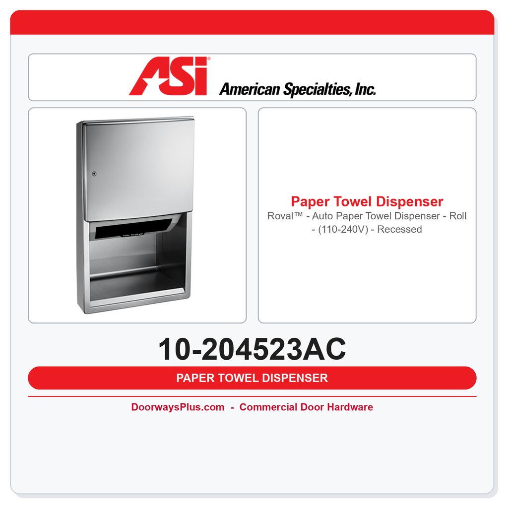 ASI 10-204523AC Roval™ - Auto Paper Towel Dispenser - Roll - (110-240V) - Recessed