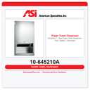 ASI 10-645210A Simplicity™ - Auto Paper Towel Dispenser - Roll - Battery - Recessed
