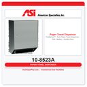ASI 10-8523A Traditional™ - Auto Paper Towel Dispenser - Roll - Battery - Surface Mounted