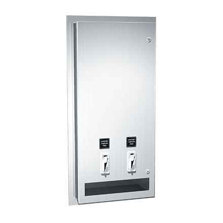 ASI 10-0464-25 Sanitary Napkin and Tampon Dispenser - 25¢ Operation - Recessed