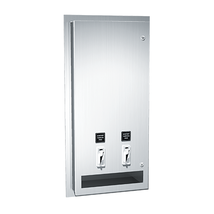 ASI 10-0464-50 Sanitary Napkin and Tampon Dispenser - 50¢ Operation - Recessed