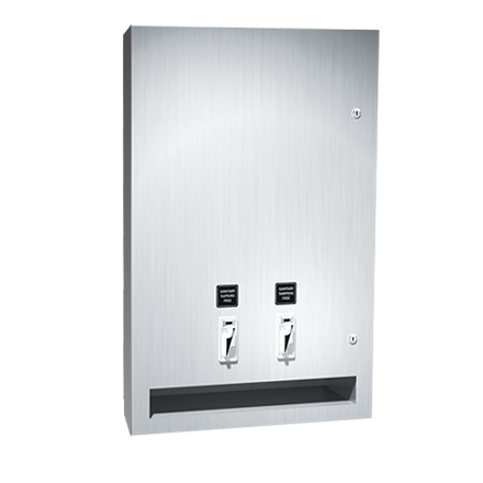 ASI 10-0468-25 Sanitary Napkin and Tampon Dispenser - 25¢ Operation - Recessed