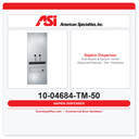 ASI 10-04684-TM-50 Dual Napkin & Tampon Vendor Dispenser/Disposal – 50¢ – Recessed