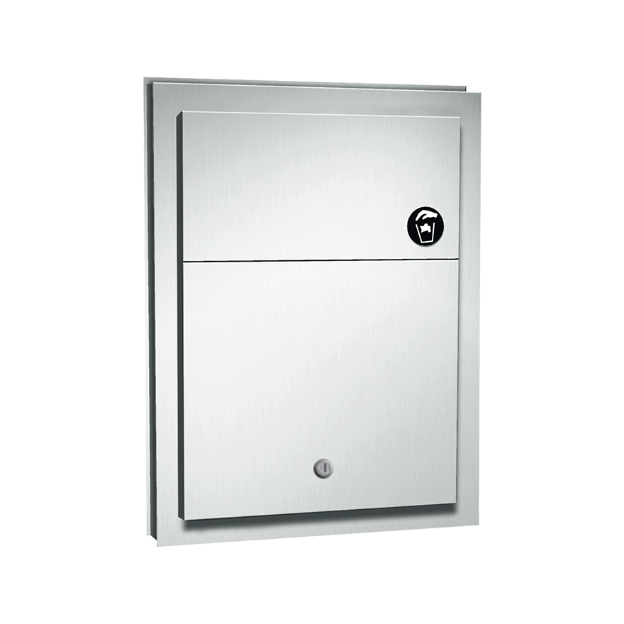 ASI 10-0472-1 Sanitary Waste Disposal - Dual Access, w/ Lock - Partition Mounted