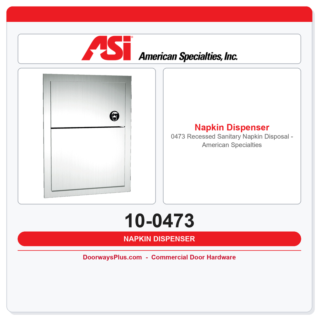 ASI 10-0473 0473 Recessed Sanitary Napkin Disposal – American Specialties
