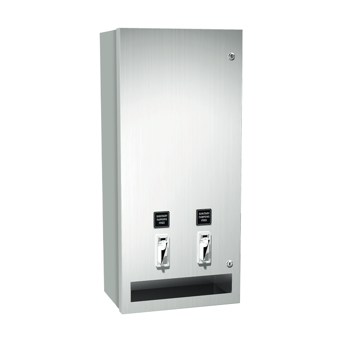 ASI 10-0864-25 Sanitary Napkin and Tampon Dispenser - 25¢ Operation - Surface Mounted