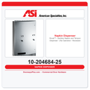 ASI 10-204684-25 Roval™ - Sanitary Napkin and Tampon Dispenser - 25¢ Operation - Recessed