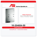 ASI 10-204684-50 Roval™ - Sanitary Napkin and Tampon Dispenser - 50¢ Operation - Recessed