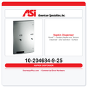 ASI 10-204684-9-25 Roval™ - Sanitary Napkin and Tampon Dispenser - 25¢ Operation - Surface Mounted