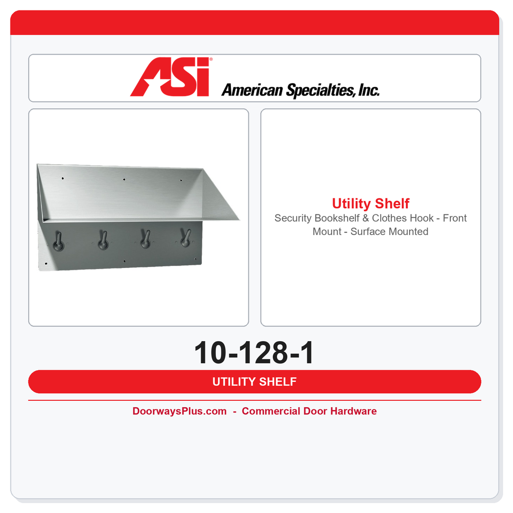ASI 10-128-1 Security Bookshelf & Clothes Hook - Front Mount - Surface Mounted