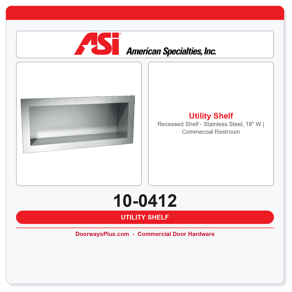 ASI 10-0412 Recessed Shelf – Stainless Steel, 18" W | Commercial Restroom