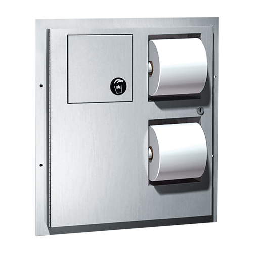 ASI 10-04813-HC Toilet Tissue Disp. & Sanitary Napkin Disposal - Dual Access for ADA - Partition Mounted