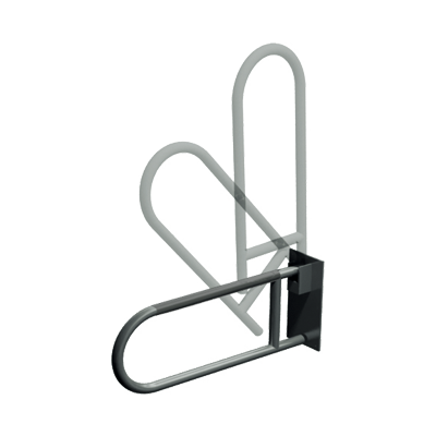 ASI 10-3451-P-25 Swing Up Grab Bar (1-1/4" O.D) Peened - w/ Toilet Tissue Holder - Locks - Surface Mounted