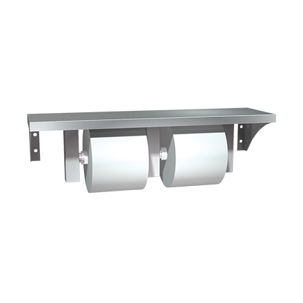 ASI 10-0697-GAL Shelf w/ Double Toilet Tissue Holder Stainless Steel - Surface Mounted