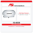 ASI 10-0039 Toilet Tissue Dispenser - Low Profile, Twin JUMBO ROLLS - 9" Diameter - Surface Mounted