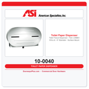 ASI 10-0040 Toilet Tissue Dispenser - Twin JUMBO ROLLS - 9" Diameter - Surface Mounted