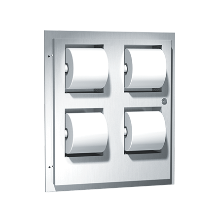 ASI 10-048234 Toilet Tissue Disp. & Sanitary Napkin Disposal - Multi Roll (4 Standard Rolls) - Recessed