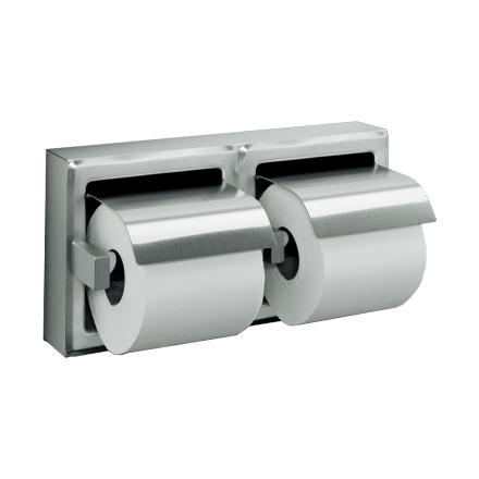ASI 10-74022-HBSM Toilet Tissue Holder - Double, Hooded - Bright Stainless Steel - Surface Mounted