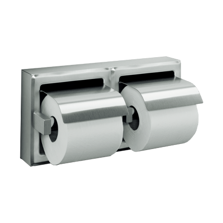 ASI 10-74022-HSSM Toilet Tissue Holder - Double, Hooded - Satin Stainless Steel - Surface Mounted