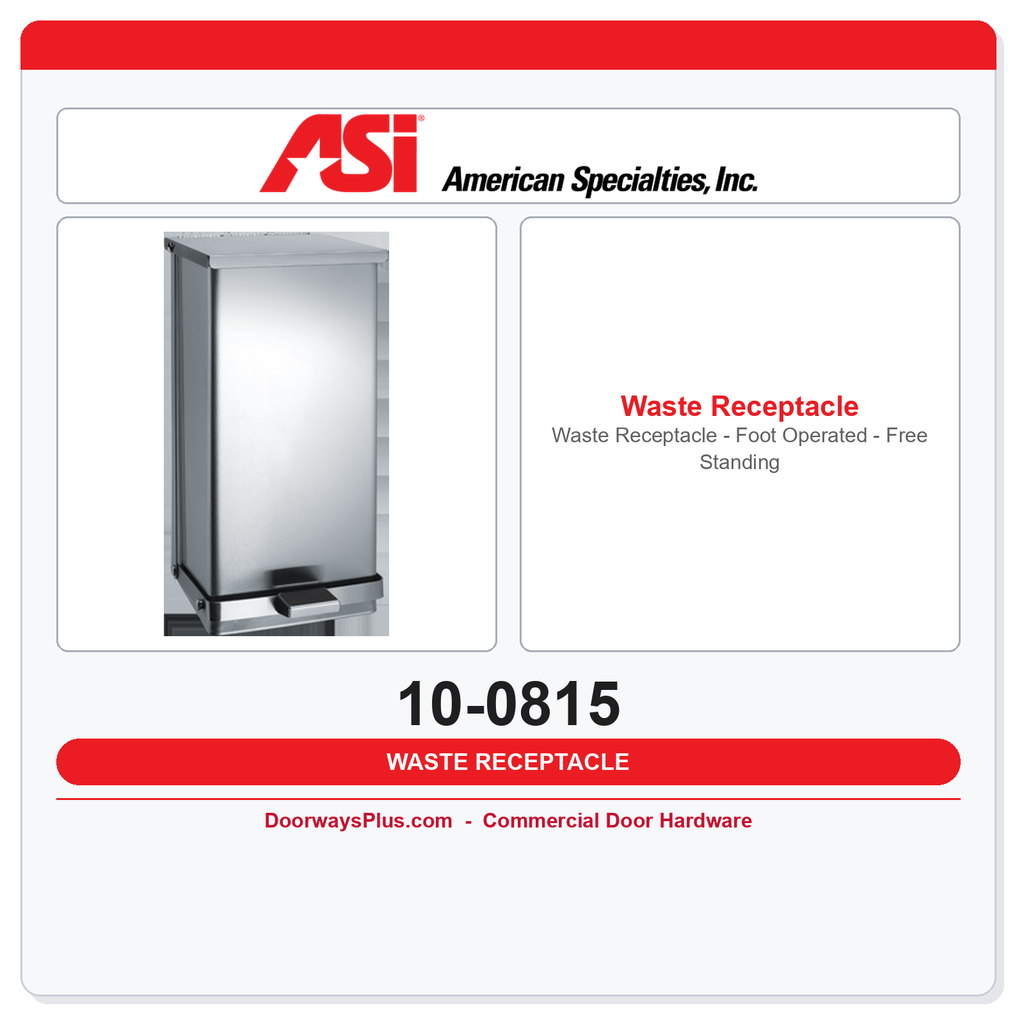 ASI 10-0815 Waste Receptacle - Foot Operated - Free Standing