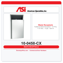 ASI 10-0458-CX Traditional Waste Receptacle – Semi-Recessed, 1/2" Proj. 7-1/2" Rec., 12 Gal.