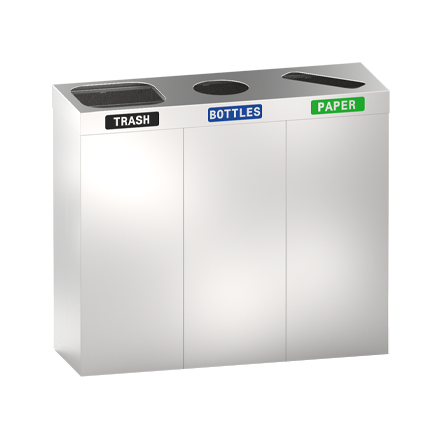 ASI 10-0839-RB 3-Bin Recycling Station - 19 Gal - Free Standing