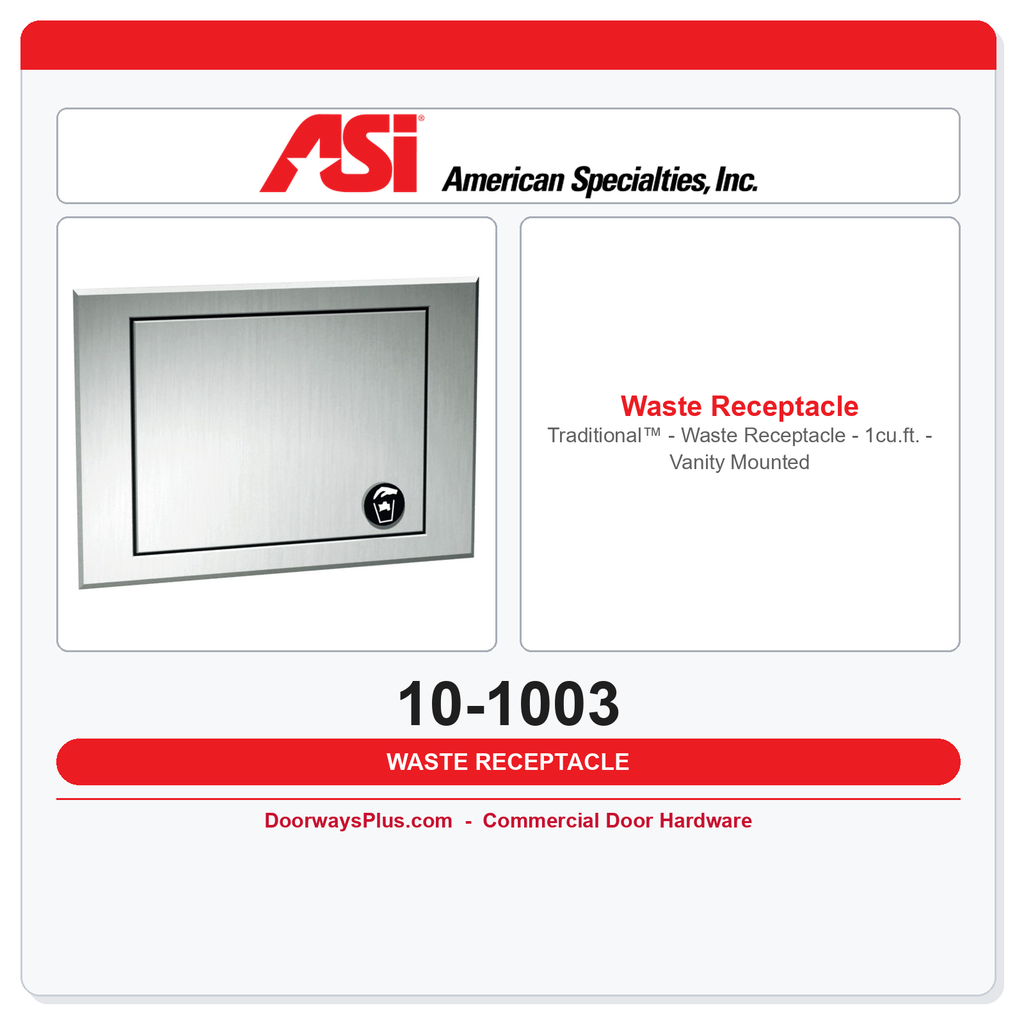 ASI 10-1003 Traditional™ - Waste Receptacle - 1cu.ft. - Vanity Mounted