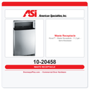 ASI 10-20458 Roval™ - Waste Receptacle - 11.2 gal. - Semi-Recessed