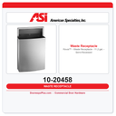 ASI 10-20458 Roval™ - Waste Receptacle - 11.2 gal. - Semi-Recessed