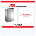 ASI 10-20826 Roval™ - Waste Receptacle - 12.8 gal. - Surface Mounted