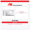 ASI 10-0184 Automatic Hand Dryer 277V White Surface Mounted