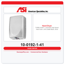 ASI 10-0192-1-41 TURBO-Swift™ ADA High-Speed Hand Dryer 120V Matte Black Surface Mounted