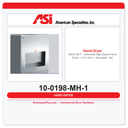 ASI 10-0198-MH-1 SAFE-Dri™ Mental Health High-Speed Hand Dryer – Recessed, 115-120V, ADA