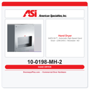 ASI 10-0198-MH-2 SAFE-Dri™ Mental Health High-Speed Hand Dryer – 208-240V Recessed ADA Compliant