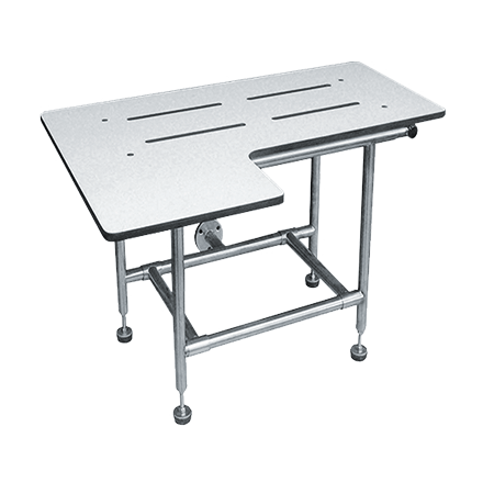 ASI 10-8202 Folding Shower Seat - L-Shape, 4 Leg - Solid Phenolic - Wall Mounted with Leg Supports
