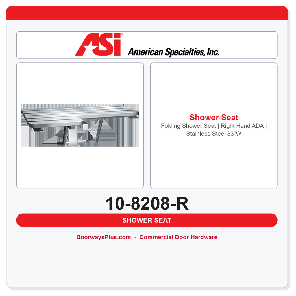 ASI 10-8208-R Folding Shower Seat | Right Hand ADA | Stainless Steel 33"W