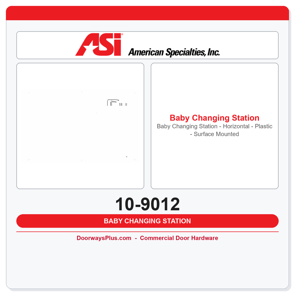 ASI 10-9012 Baby Changing Station - Horizontal - Plastic - Surface Mounted