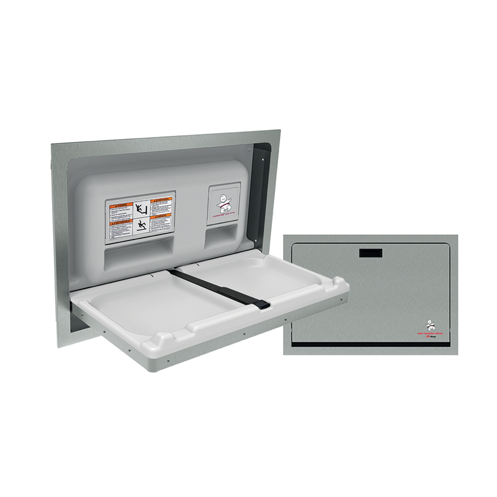 ASI 10-9013 Baby Changing Station - Horizontal - Full Stainless Steel Housing - Recessed