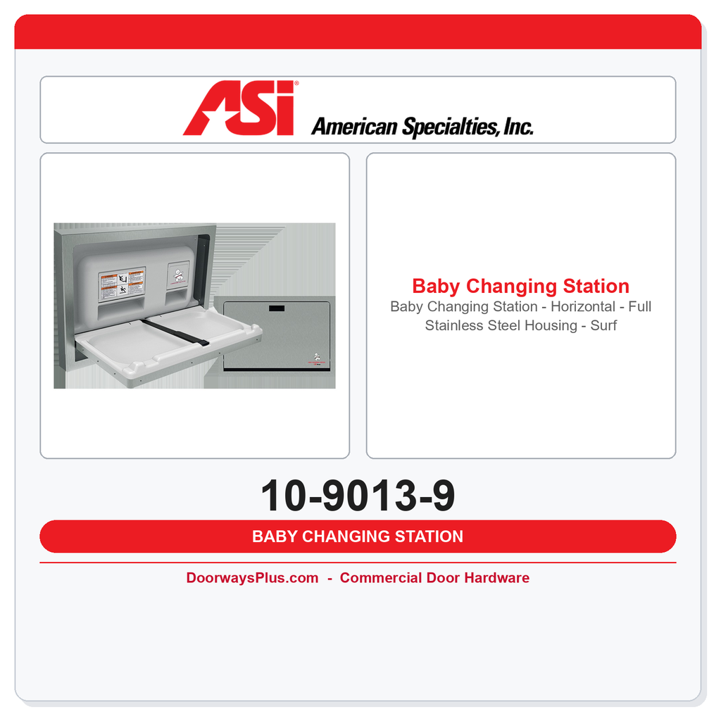 ASI 10-9013-9 Baby Changing Station – Horizontal Full Stainless Steel Housing Surface Mounted