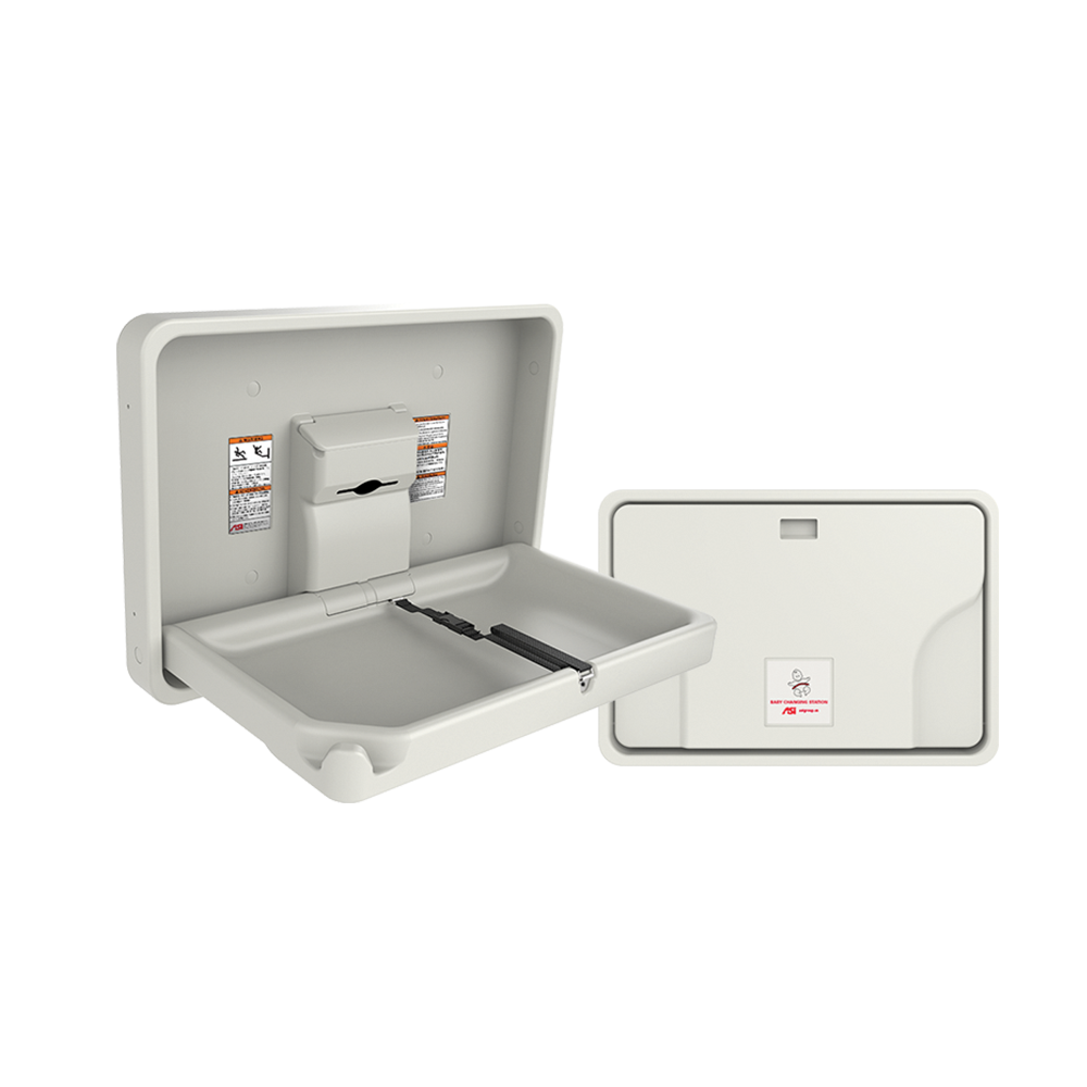 ASI 10-9014 Baby Changing Station - Horizontal - Plastic - Surface Mounted