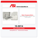 ASI 10-9014 Baby Changing Station - Horizontal - Plastic - Surface Mounted