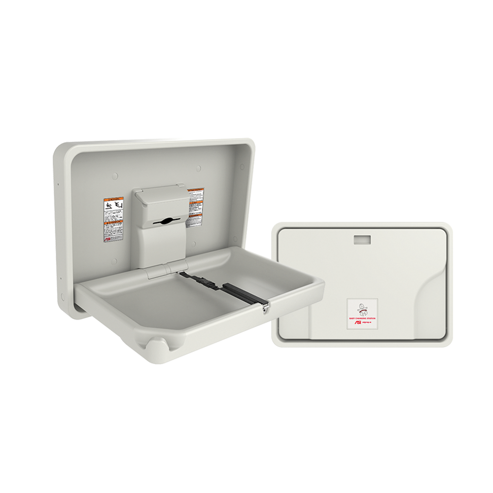 ASI 10-9014-41 Baby Changing Station - Matte Black - Horizontal - Plastic - Surface Mounted