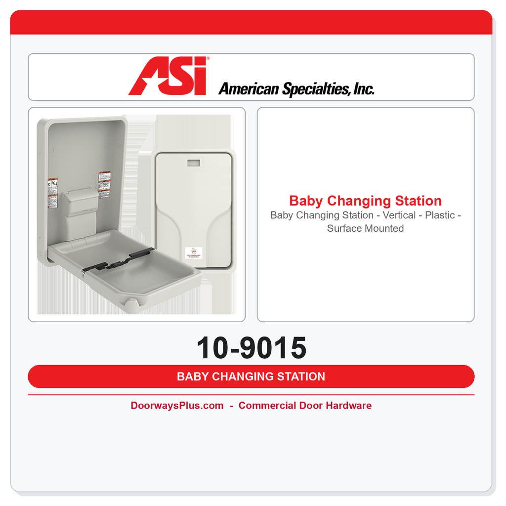 ASI 10-9015 Baby Changing Station - Vertical - Plastic - Surface Mounted