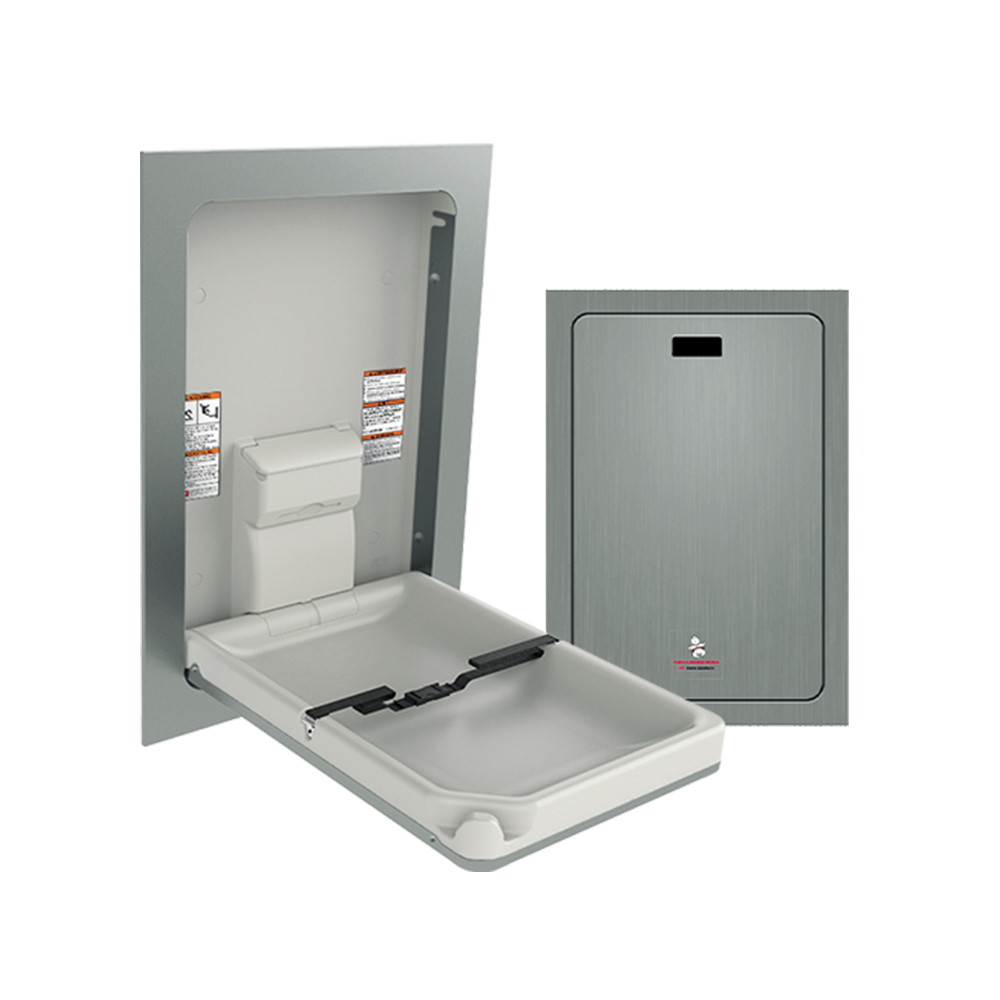 ASI 10-9017 Baby Changing Station - Vertical - Stainless Steel - Recessed