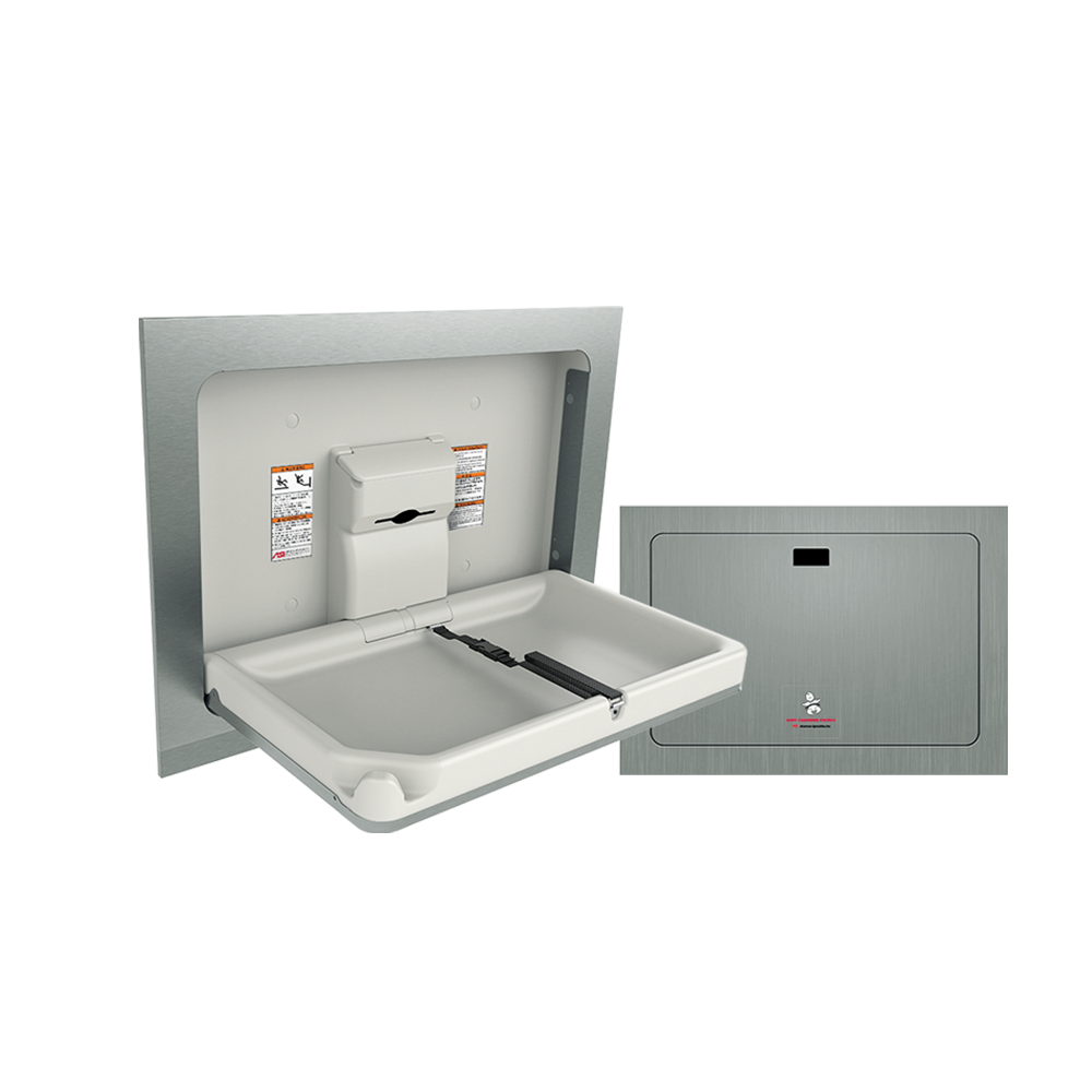 ASI 10-9018 Baby Changing Station - Horizontal - Stainless Steel - Recessed