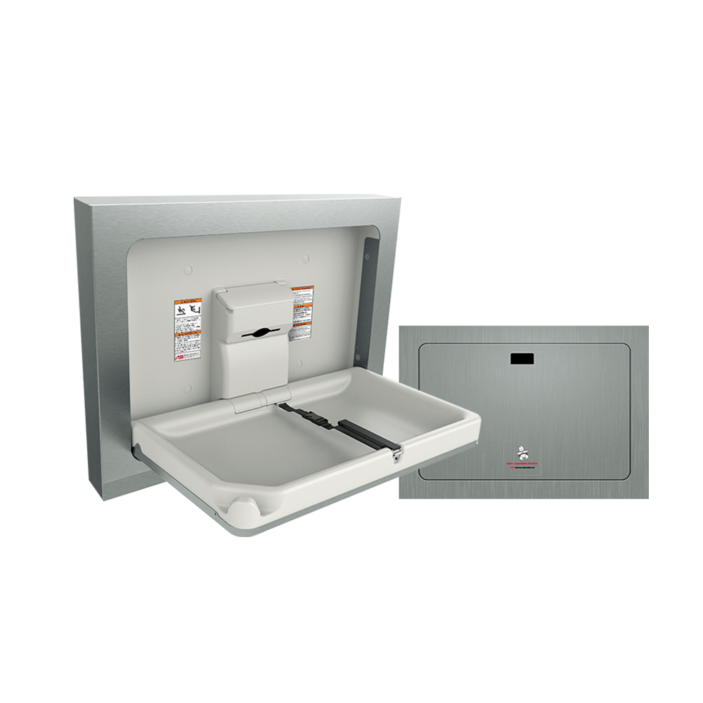 ASI 10-9018-41 Baby Changing Station - Matte Black - Horizontal-Stainless Steel - Recessed