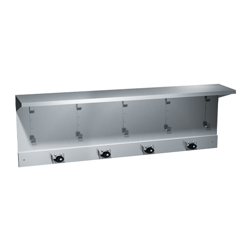 ASI 10-1308-4 Shelf/Utility Hook & Mop Strip – 5 Hooks, 4 Holders, 44" Surface Mounted