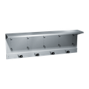 ASI 10-1308-4 Shelf/Utility Hook & Mop Strip – 5 Hooks, 4 Holders, 44" Surface Mounted